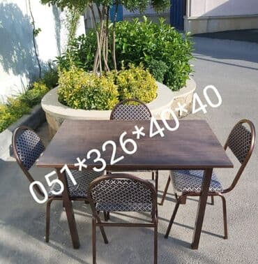 Masa və oturacaq dəstləri: Qonaq otağı üçün, Yeni, Açılan, Dördbucaq masa, 4 stul — 2