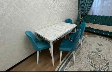 Masa və oturacaq dəstləri: Qonaq otağı üçün, Yeni, Açılan, Dördbucaq masa, 4 stul — 1