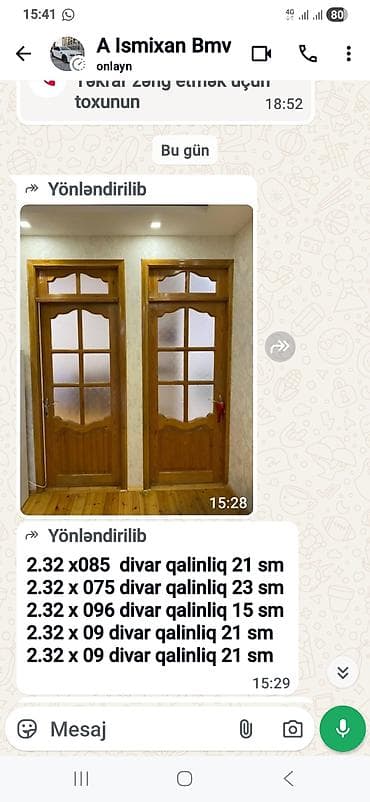 Digər tikinti materialları: Taxta şüşəli otaq qapıları dəsti 5 eddedir.unvan balaxani - Material — 2
