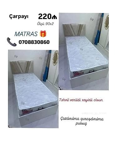 matrazlar: Çarpayı – tək nəfərlik - Ölçü: 90 x 200 sm (90x2 qeyd olunub) - — 1