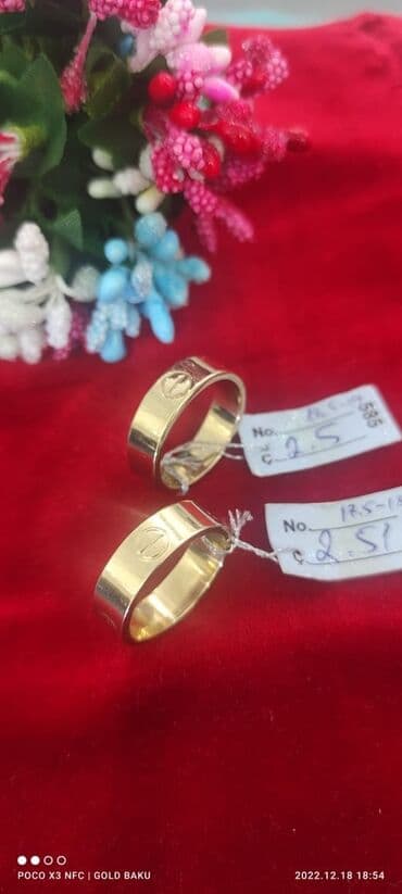 qaş sabitləyici: Alyans, Üzük, Sarı qızıl, 585 Əyar, Qaşsız — 3