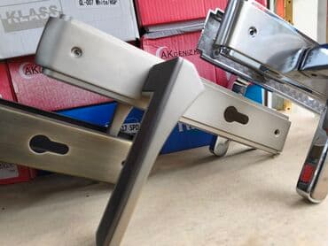 Qapı tutacağı və zamok üçün dəst - Material: metal (paslanmayan polad