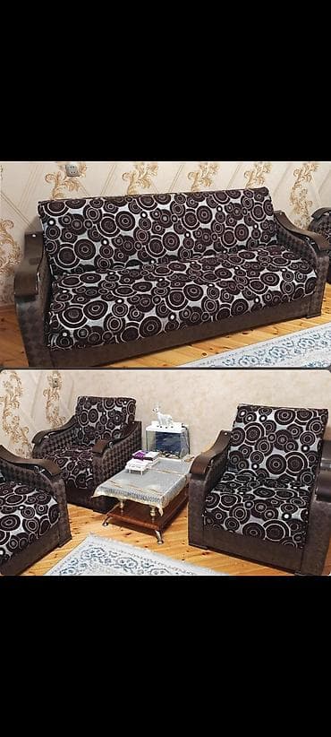 divan krislo: İşlənmiş, Divan, 2 kreslo, Bazalı, Açılan — 1