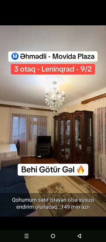 fin evlərinin qiyməti: Əhmədli metrosu – Movida Plaza yaxınlığı Leningrad layihəsi, 9/2 — 1