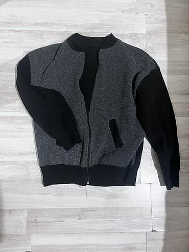 cins jaket: Unisex fermuarlı sviter/jaket - Rəng: tünd boz və qara, iki rəngli — 1