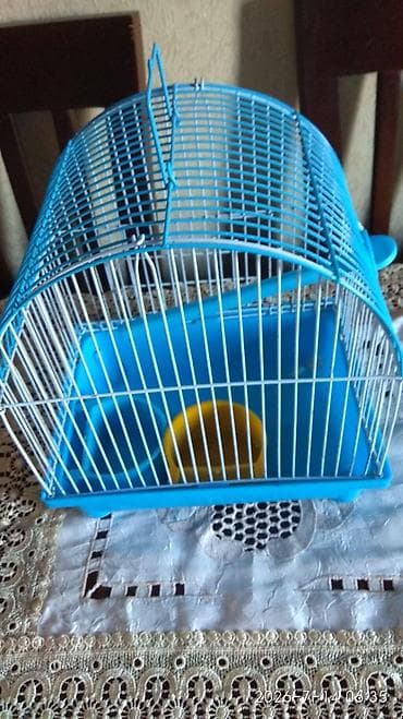 qus iran: Клетка для попугаев - Rəng: mavi-ağ metal barmaqlıqlar, mavi plastik — 1