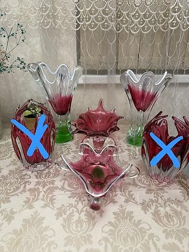 Qəmzəli rəng keçidli bədii şüşə dekor dəsti - Material: qalın at lalafo.az Qəmzəli rəng keçidli bədii şüşə dekor dəsti - Material: qalın