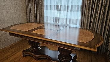 acılan stol: Klassik masa, İşlənmiş, Açılan, Taxta, Dördbucaq masa — 5