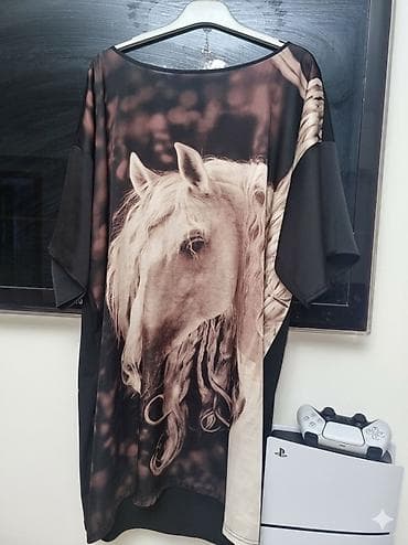 Qadın paltarı – at printli, oversize kəsim 3 4 xl uygundu ideal — 1