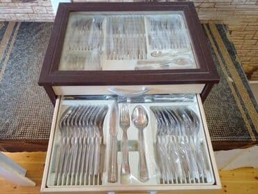 qab qaşiq: Çoxmərtəbəli çəngəl-bıçaq dəsti və vitrinli qutu - Dəbdəbəli ağac — 5