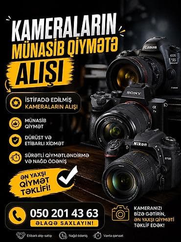 Xidmət: Kameraların münasib qiymətlə alışı Təsvir: - İstifadə edilmiş