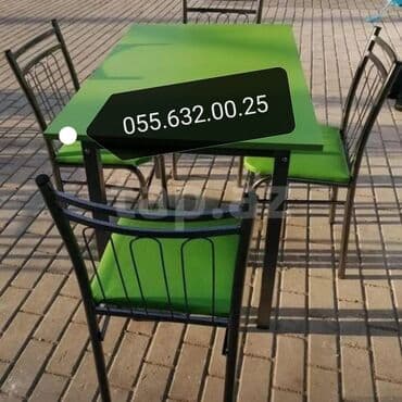 дачный набор стол и стулья: Dördbucaq masa, Mətbəx üçün, Dəhliz üçün, Eyvan üçün, Digər adam sayı, Açılmayan, Azərbaycan, Zəmanətli — 6