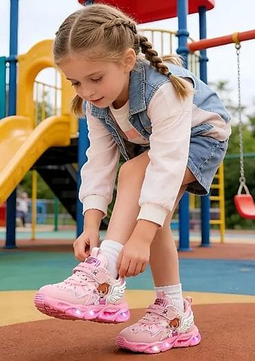 uşaqlar üçün tekerli krosovkalar: Uşaq üçün işıqlı idman ayaqqabısı - Rəng: çəhrayı - Üst hissə — 1