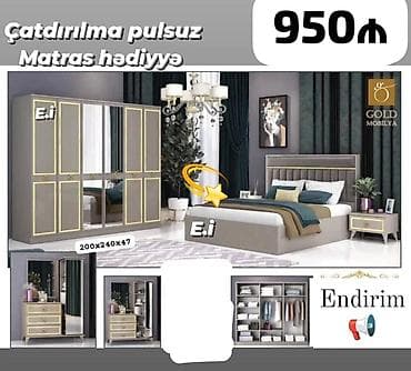 Yataq otağı dəsti – Gold Mobilya Tərkibi: - 6 qapılı qarderob (ölçü
