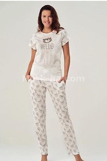 Домашние костюмы: Qadın pijama dəstləri - İki hissəli dəst: qısaqol köynək + düz — 10