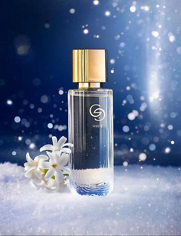 Şıq qadın ətiri – “WHITE” - Zərif şüşə flakon, qızılı qapaqla