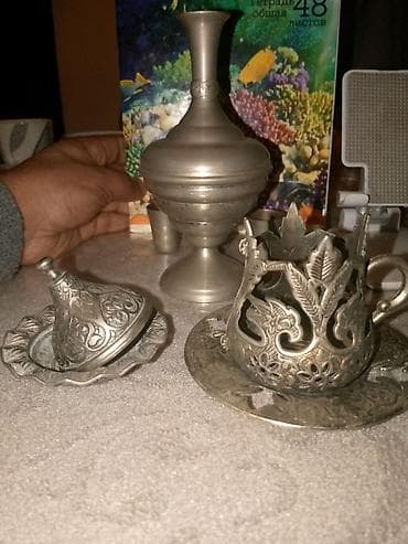 Şərq üslublu metal qab-qacaq dəsti - Material: döymə metal