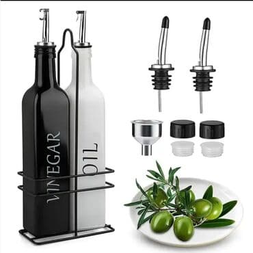 Süfrə qab-qacaqı: Mətbəx üçün yağ və sirkə dispenser dəsti - 2 ədəd şüşə butulka: biri — 5