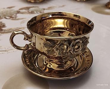 Çay dəsti, rəng - Qızılı, Keramika — 6
