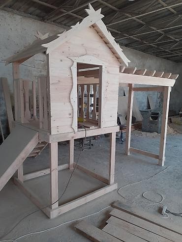 oyuncaq gitara: Taxta uşaq oyuncağı – yüksəklikdə evciyik və pergola-meydanca — 3