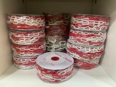 lazer ölçüm cihazı: Məhsul: Plastik zəncirlər - Rəng: qırmızı–ağ (alternativ zəncir — 1