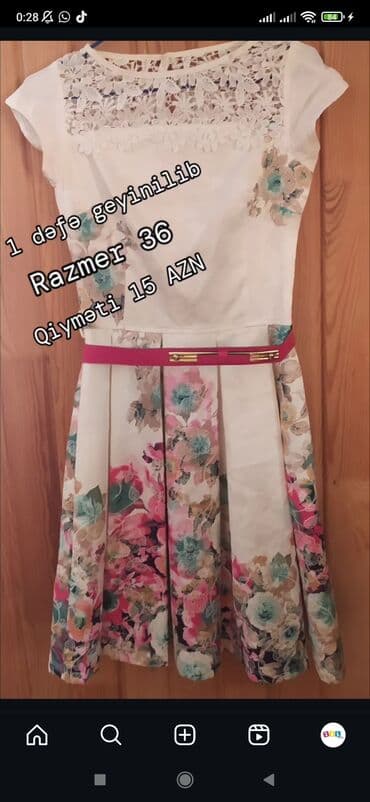 мультивитамины атоми для детей: Ağ rəngli, güllü dizaynlı, 36 ölçülü zərif don. Yuxarı hissəsi krujeva — 1