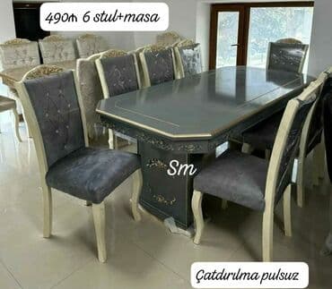 masalar ve stullar: Qonaq otağı üçün, Yeni, Dördbucaq masa, 6 stul — 2