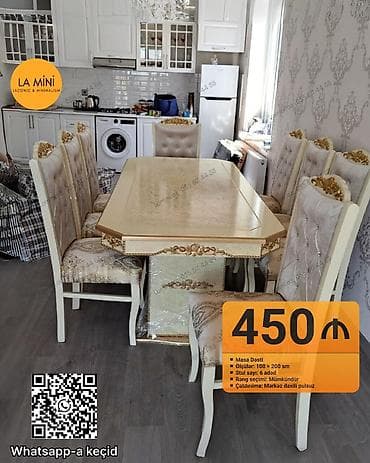 Qonaq otağı üçün, Açılmayan, Dördbucaq masa, 6 stul