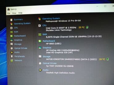 hp 24f: HP ProOne 400 G2 20in 
 i5-6500 3.20GHz 
8GB RAM 
1TB hdd — 6