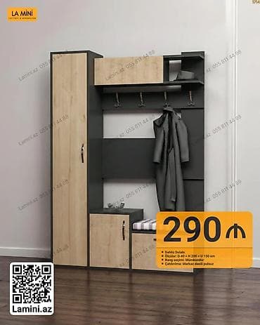 skafi: LA MINI dəhliz dolabı - Komplekt: asılqanlı panel (4 əd. metal — 1