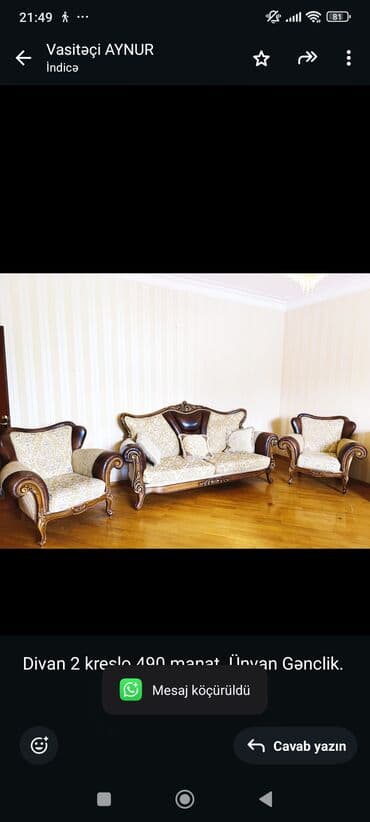 ucuz divan qiymeti: Divan, 2 kreslo — 1