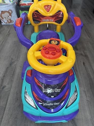 Uşaq üçün itələmə dəmirli mini maşın (ride-on) - Rəngarəng dizayn — 6