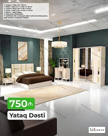 matras sumqayit: Yataq Dəsti – 750₼ Komplektə daxildir: - Çarpayı: 1 ədəd, 160 × 200 — 1