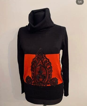 женские оранжевые рубашки: Кофта, One size, цвет - Черный — 2