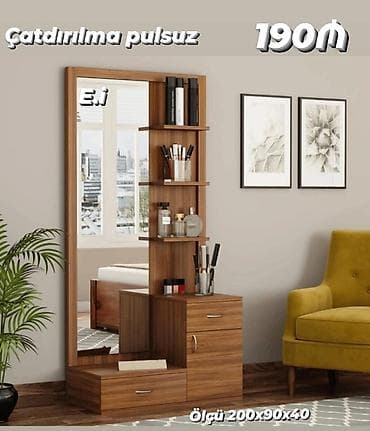 Mebel dəsti – güzgülü dəhliz/əskiyə garderob konsolu - Material: ağac