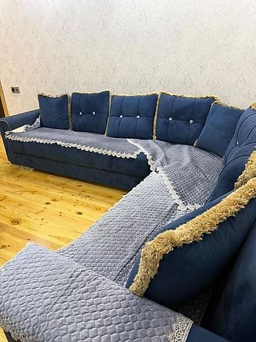 Угловой диван, Б/у, Раскладной, С подъемным механизмом, Велюровая ткань, Нет доставки at lalafo.az Угловой диван, Б/у, Раскладной, С подъемным механизмом, Велюровая ткань, Нет доставки