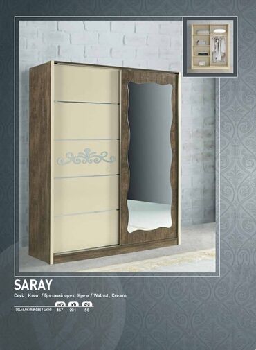 шкаф купе с подсветкой: Yeni, Kupe, Düz dolab, Qarderob, paltar dolabı, Türkiyə — 1