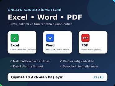 Digər gözəllik və sağlamlıq xidmətləri: Microsoft Excel, Word və PDF sənədləri üzrə onlayn xidmətlər — 1