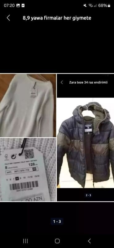 Джинсы и брюки: Uşaq geyim dəsti – 8-9 yaş Brendlər: Zara, Geox, Waikiki Tərkib: - — 7