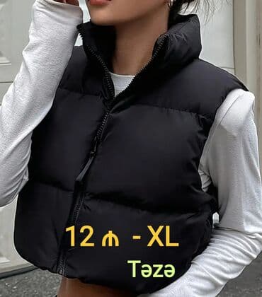 женская блуза летучая мышь: Qadın geyimləri – XL ölçü 1) Qara puff jilet - Model: qısa, qalın — 1