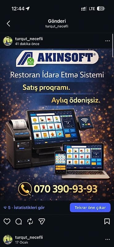 Akinsoft Restoran satış Programının münasib qiymətlə Yazılması lalafo.az -da Akinsoft Restoran satış Programının münasib qiymətlə Yazılması