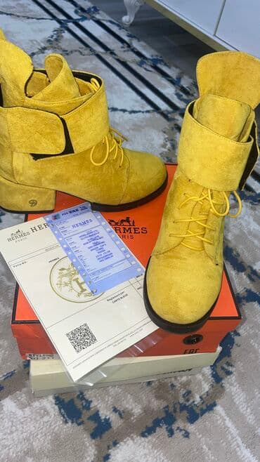 əsgər çəkməsi: Qısaboğaz, Ölçü: 38, rəng - Sarı, Yeni — 2