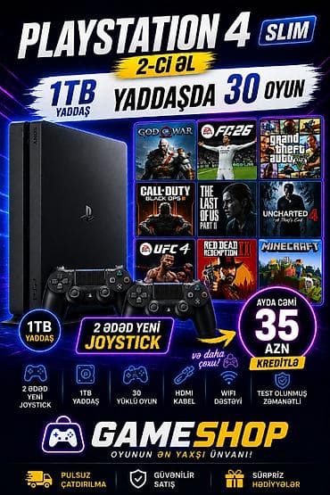 ps 5 dualsense: PlayStation 4 Slim – 1TB yaddaşlı, yaddaşda 30 oyunla Paket tərkibi — 1