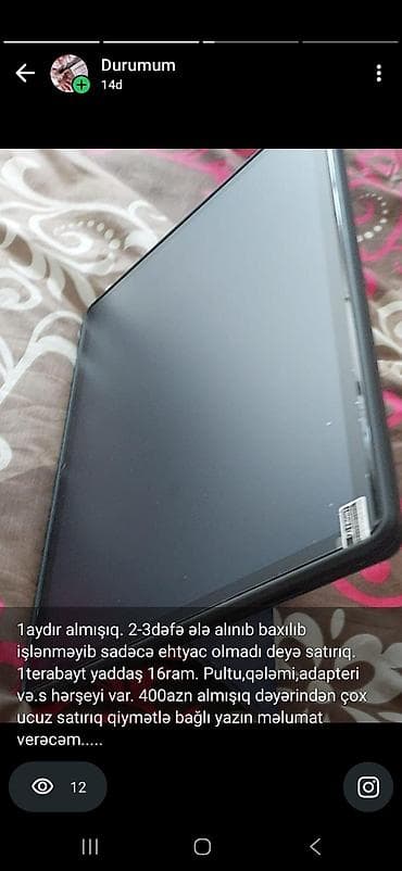 Yaddaş 1terabayt ram 16. təzədir işlənməyib demek olar . nömrə gedir