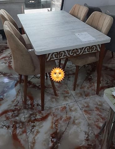 Mətbəx üçün, Yeni, Açılan, Dördbucaq masa, 4 stul