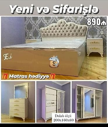 Yataq otağı dəsti – Yeni və sifarişlə Qiymət: 890 ₼ Hədiyyə: Matras