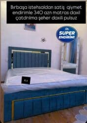 tek neferlik yataqlar: Yeni, İkinəfərlik çarpayı, Matras ilə — 1