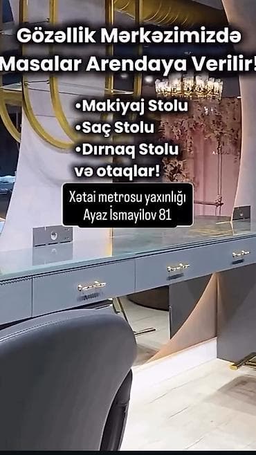 islenmis masa: Gözəllik mərkəzində masalar və otaqlar icarəyə verilir. İcarəyə — 1