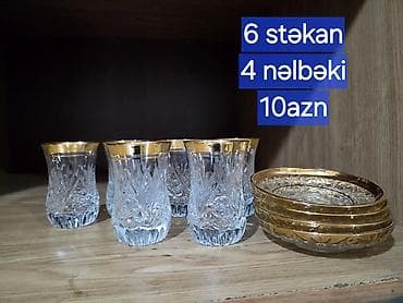 kendir: Mətbəx qab-qacaq dəsti - 6 ədəd şampan/kokteyl bokalı – şüşə, qızılı — 3