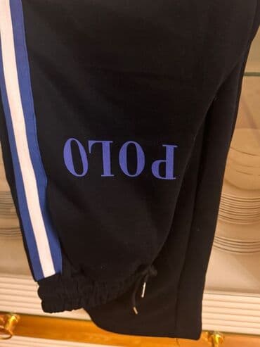 велюровые мужские спортивные костюмы: Qara rəngdə idman dəsti - Üst geyim: uzunqol sweatshirt, ön hissədə — 1